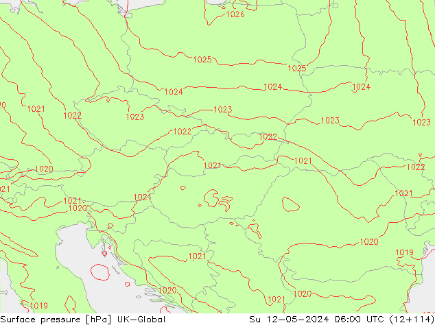 Surface pressure UK-Global Su 12.05.2024 06 UTC