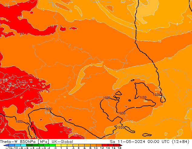Theta-W 850hPa UK-Global  11.05.2024 00 UTC