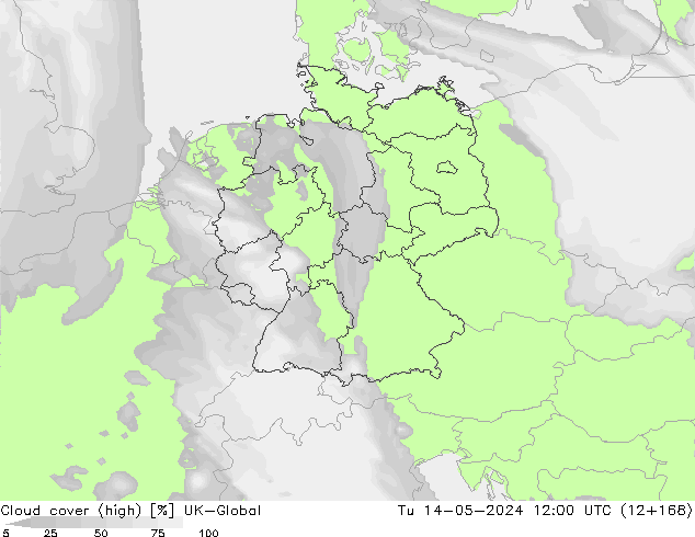 Wolken (hohe) UK-Global Di 14.05.2024 12 UTC