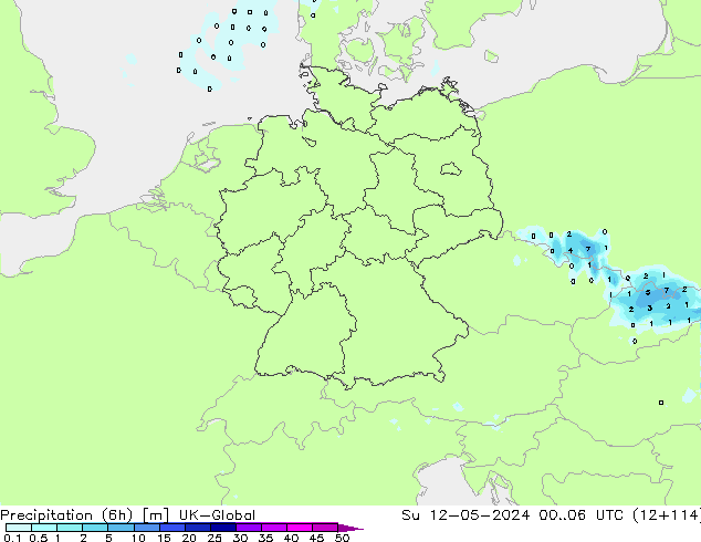 Precipitação (6h) UK-Global Dom 12.05.2024 06 UTC