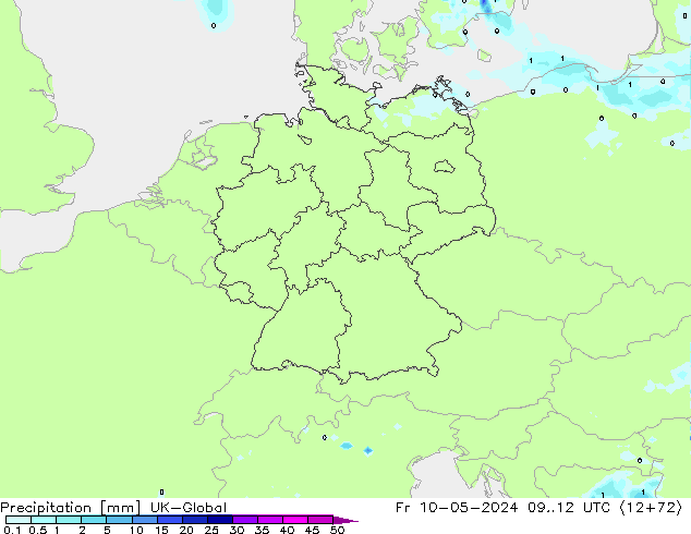 Precipitation UK-Global Fr 10.05.2024 12 UTC