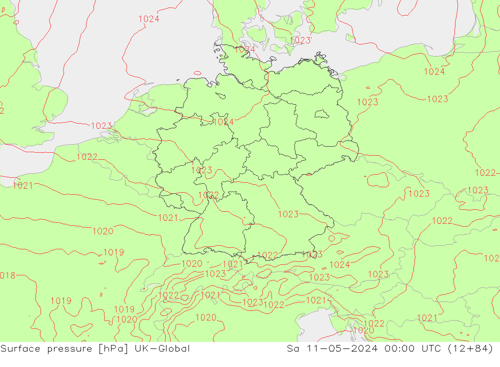 Luchtdruk (Grond) UK-Global za 11.05.2024 00 UTC