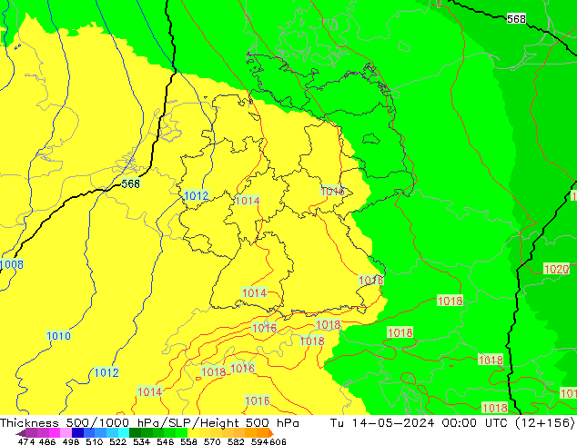 Schichtdicke 500-1000 hPa UK-Global Di 14.05.2024 00 UTC