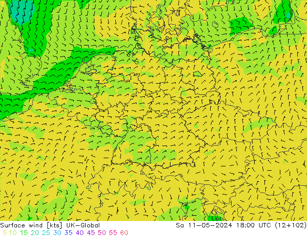 Surface wind UK-Global Sa 11.05.2024 18 UTC