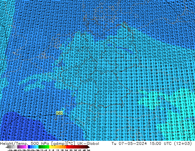 Hoogte/Temp. 500 hPa UK-Global di 07.05.2024 15 UTC