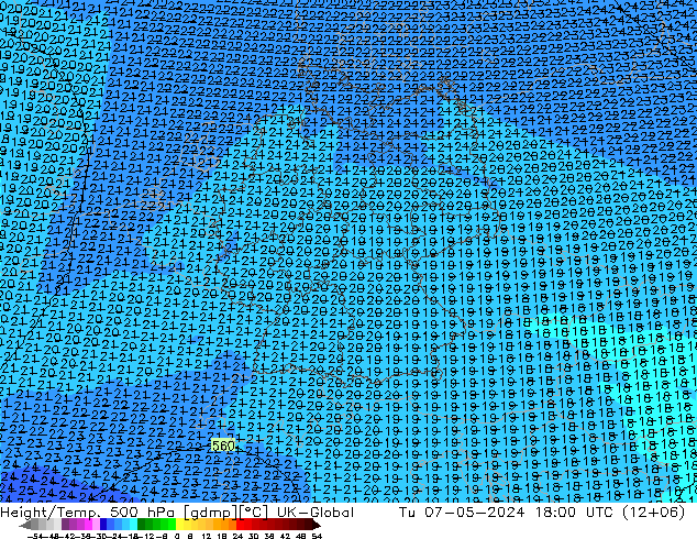 Geop./Temp. 500 hPa UK-Global mar 07.05.2024 18 UTC