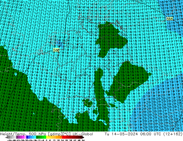 Géop./Temp. 500 hPa UK-Global mar 14.05.2024 06 UTC