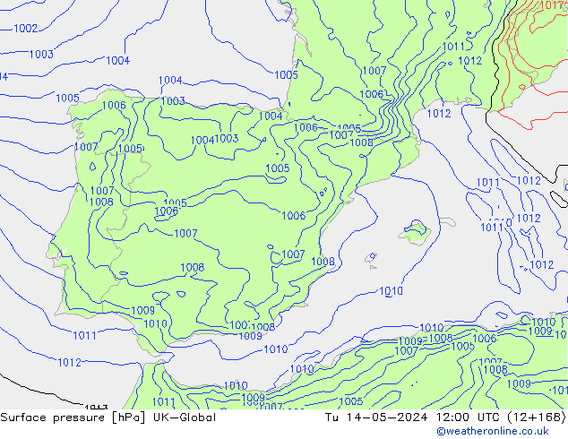 pression de l'air UK-Global mar 14.05.2024 12 UTC