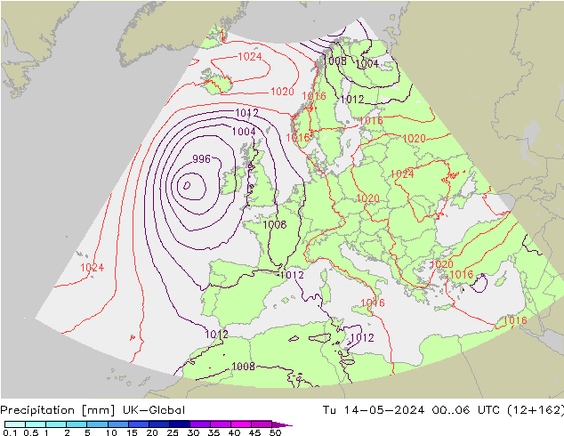 Precipitation UK-Global Tu 14.05.2024 06 UTC