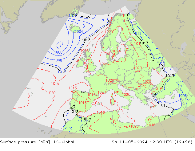 Surface pressure UK-Global Sa 11.05.2024 12 UTC