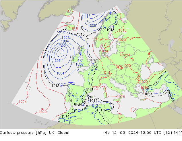 Luchtdruk (Grond) UK-Global ma 13.05.2024 12 UTC