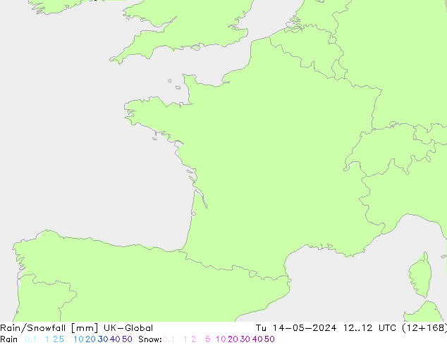 Regen/Schneefall UK-Global Di 14.05.2024 12 UTC