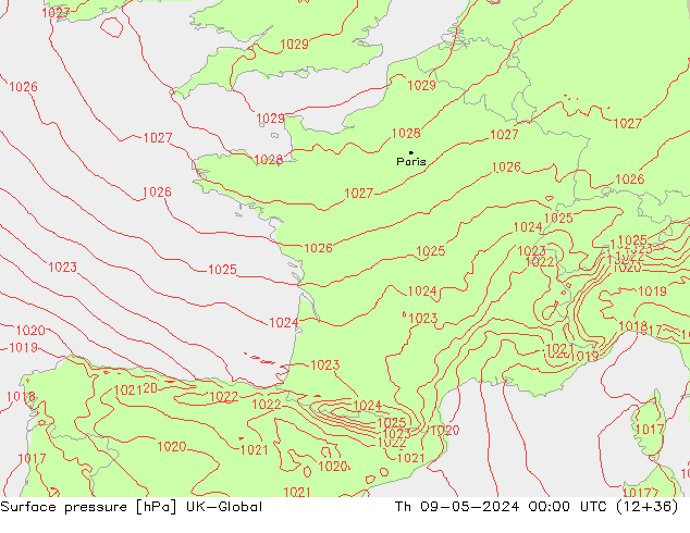 pressão do solo UK-Global Qui 09.05.2024 00 UTC