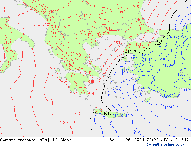 приземное давление UK-Global сб 11.05.2024 00 UTC