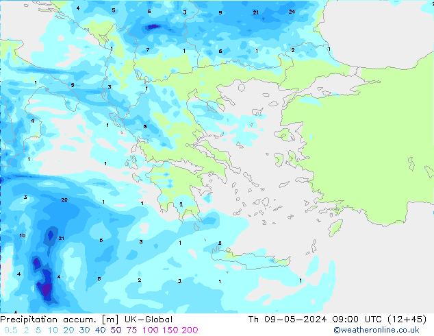 Toplam Yağış UK-Global Per 09.05.2024 09 UTC