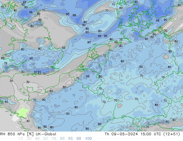 RH 850 hPa UK-Global Th 09.05.2024 15 UTC