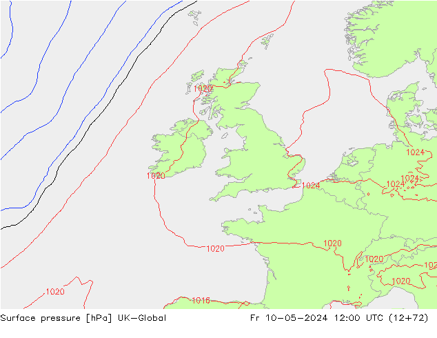 Presión superficial UK-Global vie 10.05.2024 12 UTC