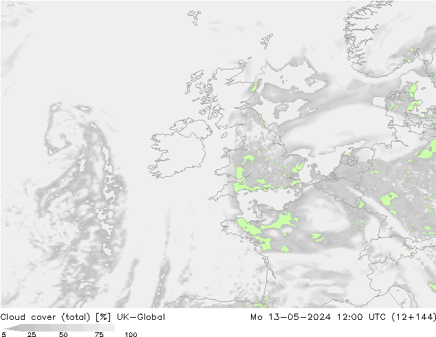 Nuages (total) UK-Global lun 13.05.2024 12 UTC