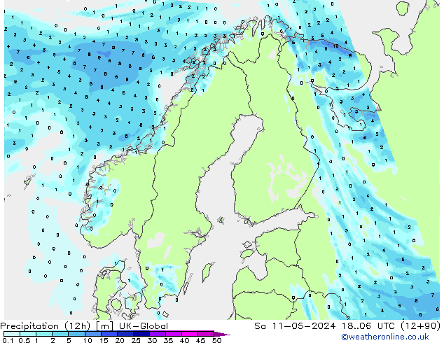 Precipitation (12h) UK-Global Sa 11.05.2024 06 UTC