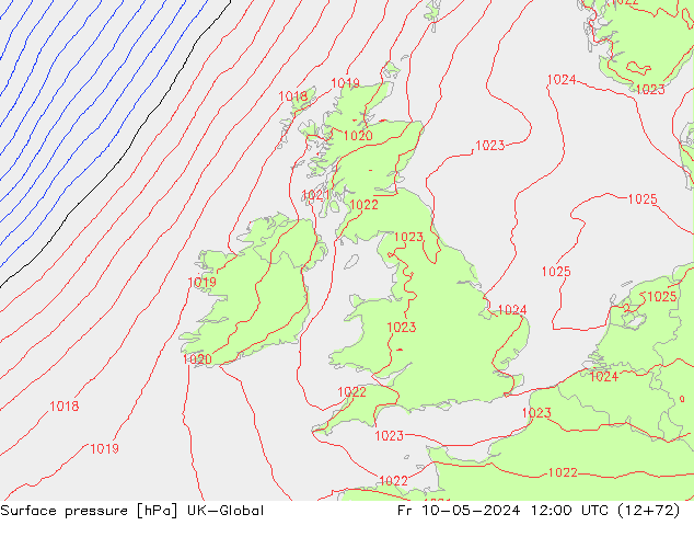 Surface pressure UK-Global Fr 10.05.2024 12 UTC