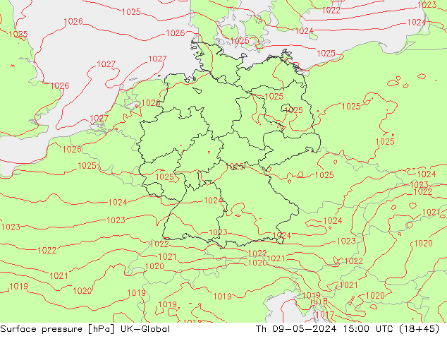 приземное давление UK-Global чт 09.05.2024 15 UTC
