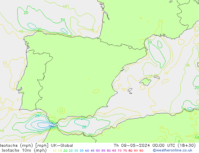 Isotachs (mph) UK-Global  09.05.2024 00 UTC