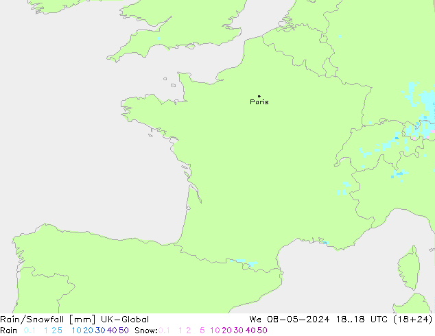 Regen/Schneefall UK-Global Mi 08.05.2024 18 UTC