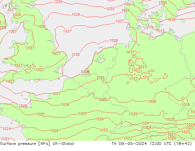 приземное давление UK-Global чт 09.05.2024 12 UTC