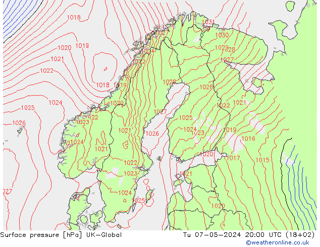 pressão do solo UK-Global Ter 07.05.2024 20 UTC
