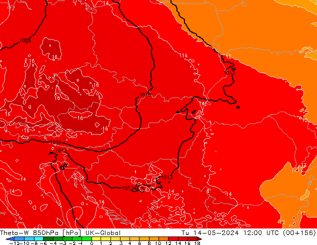 Theta-W 850hPa UK-Global Sa 14.05.2024 12 UTC