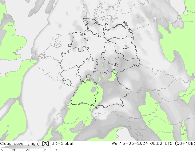 Nubes altas UK-Global mié 15.05.2024 00 UTC