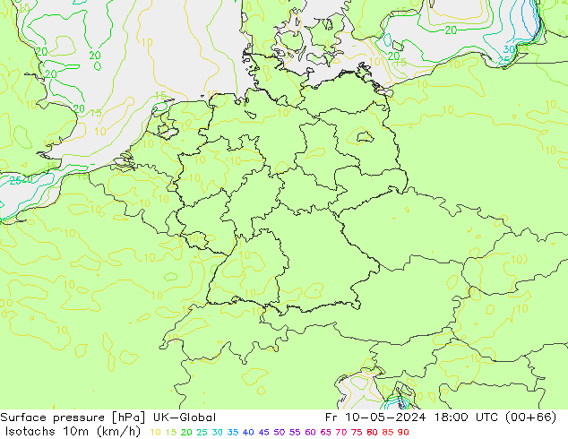 Eşrüzgar Hızları (km/sa) UK-Global Cu 10.05.2024 18 UTC