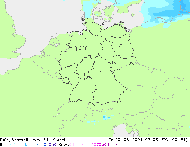 Rain/Snowfall UK-Global пт 10.05.2024 03 UTC