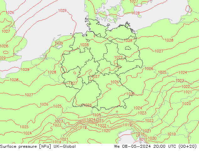 Bodendruck UK-Global Mi 08.05.2024 20 UTC