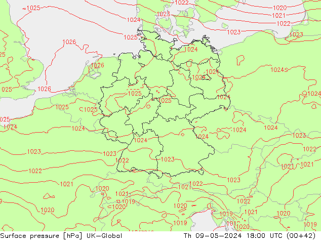 Luchtdruk (Grond) UK-Global do 09.05.2024 18 UTC