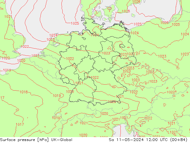 Luchtdruk (Grond) UK-Global za 11.05.2024 12 UTC