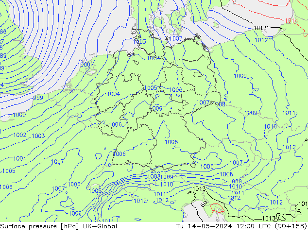 Pressione al suolo UK-Global mar 14.05.2024 12 UTC