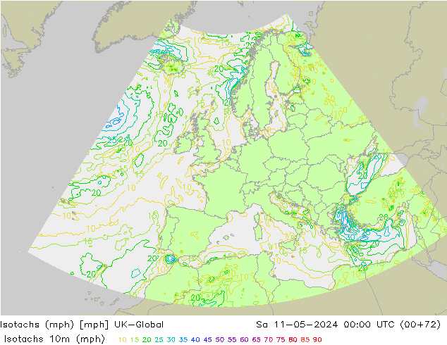 Isotachs (mph) UK-Global sam 11.05.2024 00 UTC