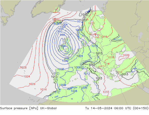 Presión superficial UK-Global mar 14.05.2024 06 UTC