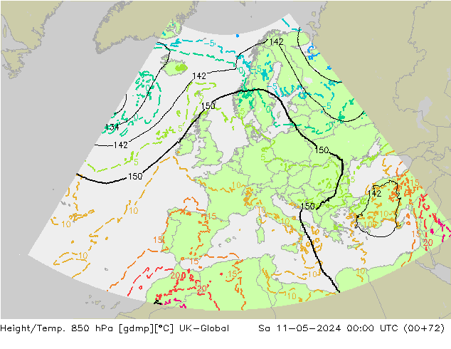 Height/Temp. 850 hPa UK-Global Sa 11.05.2024 00 UTC