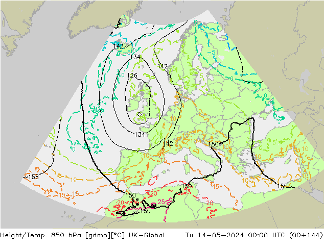 Height/Temp. 850 hPa UK-Global mar 14.05.2024 00 UTC