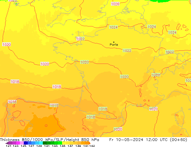 Thck 850-1000 hPa UK-Global  10.05.2024 12 UTC
