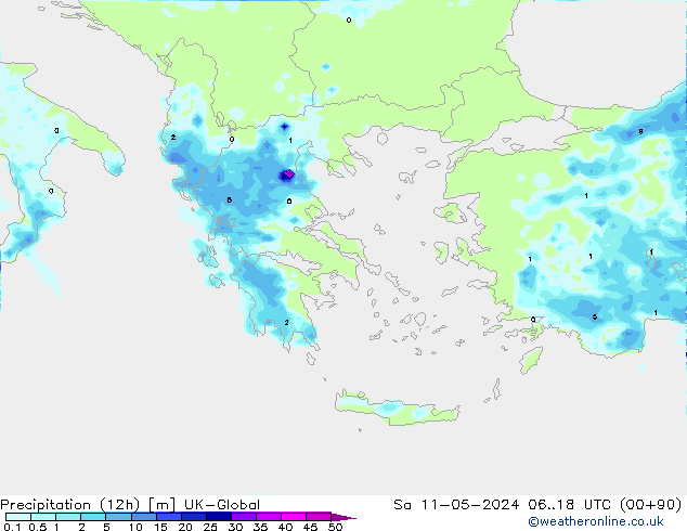 Precipitation (12h) UK-Global Sa 11.05.2024 18 UTC