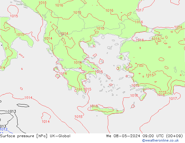 pressão do solo UK-Global Qua 08.05.2024 09 UTC