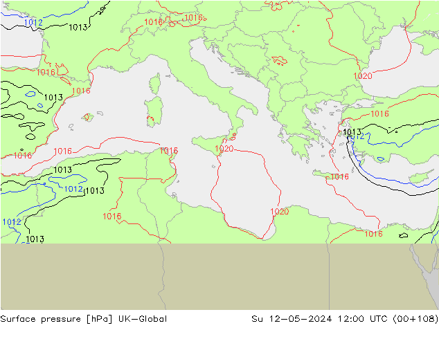 Surface pressure UK-Global Su 12.05.2024 12 UTC