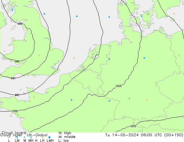 Wolkenlagen UK-Global di 14.05.2024 06 UTC