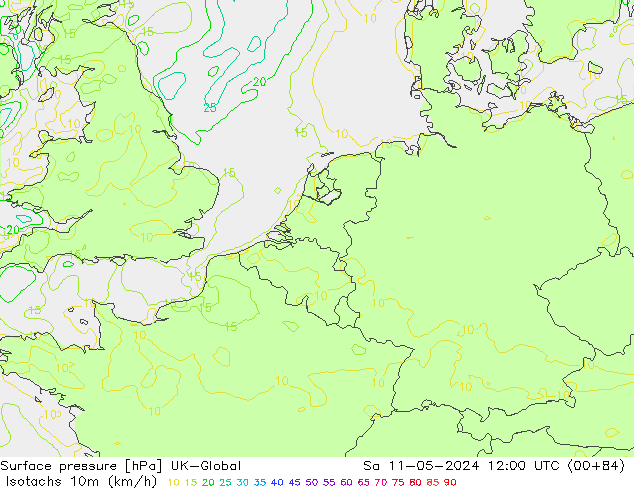 Eşrüzgar Hızları (km/sa) UK-Global Cts 11.05.2024 12 UTC