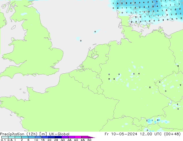Precipitazione (12h) UK-Global ven 10.05.2024 00 UTC