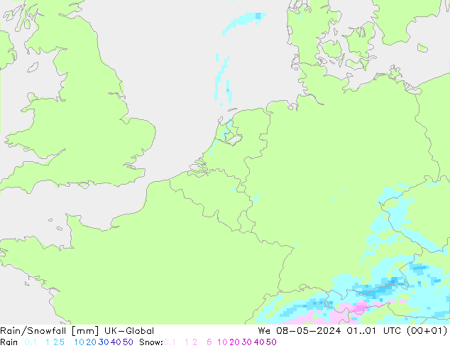 Regen/Schneefall UK-Global Mi 08.05.2024 01 UTC