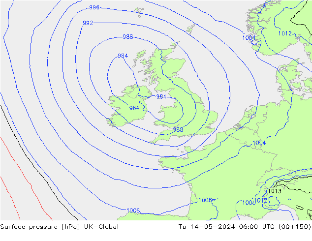 приземное давление UK-Global вт 14.05.2024 06 UTC